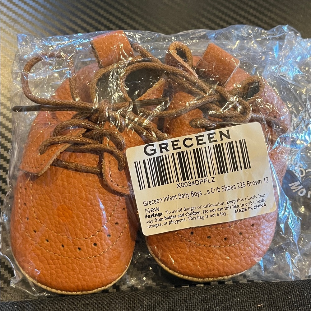 Greceen infant baby shoes brown crib shoes NWT UNISEX winter summer flexible - Picture 5 of 6